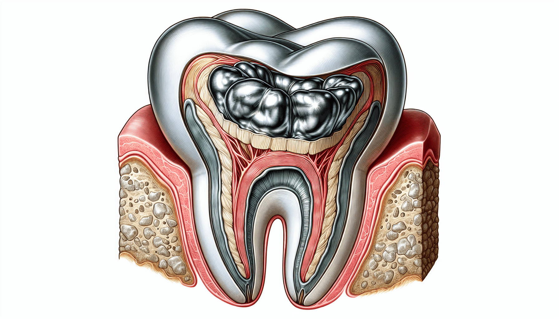 Illustration of dental amalgam fillings