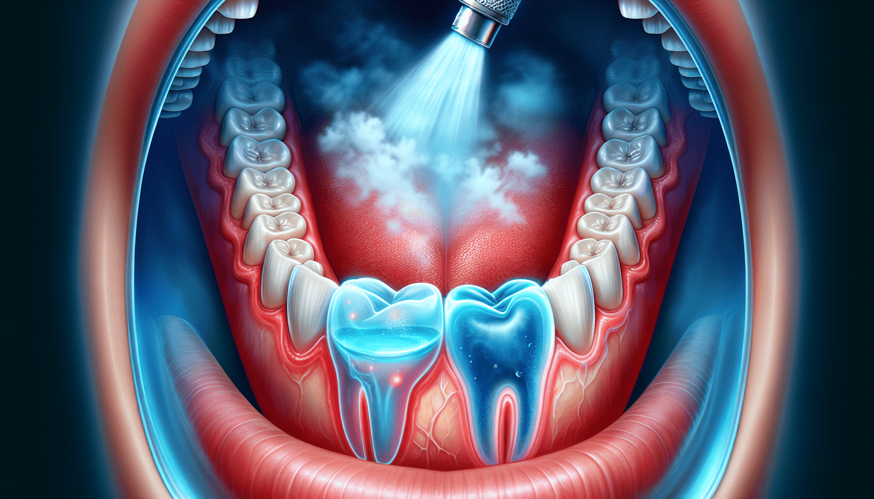 Illustration of ozone therapy for periodontal disease