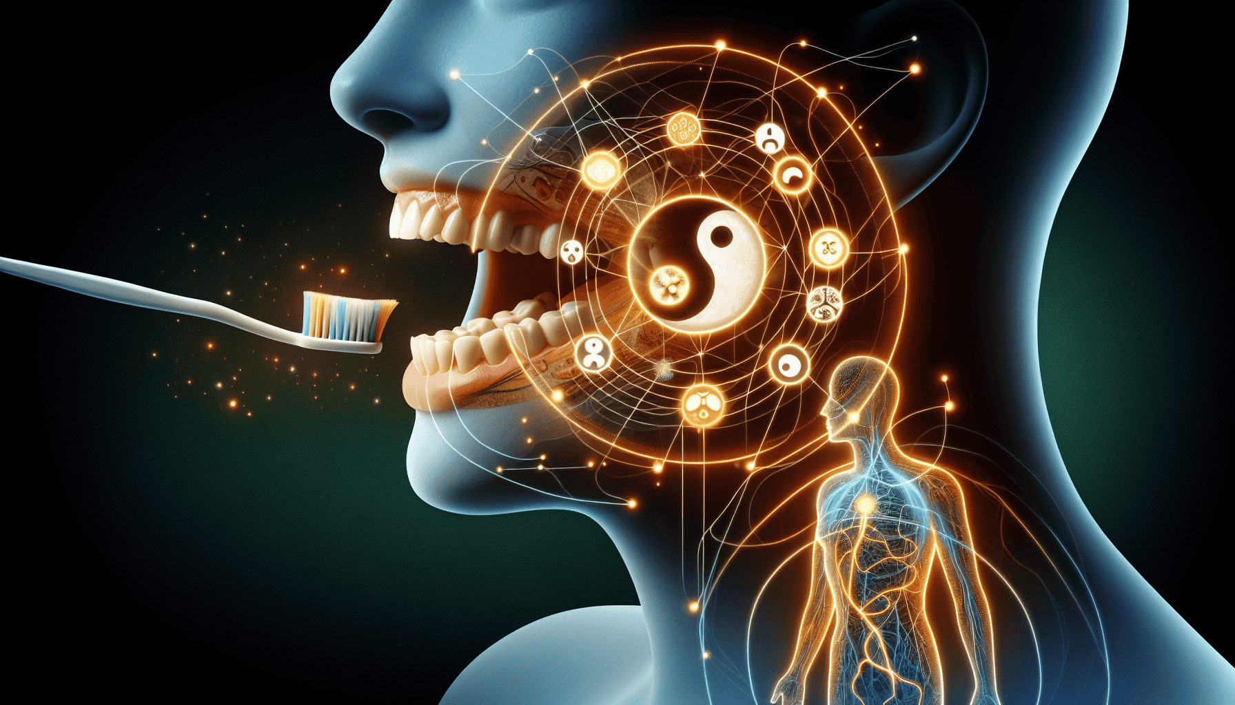 Illustration of common dental problems and meridian links